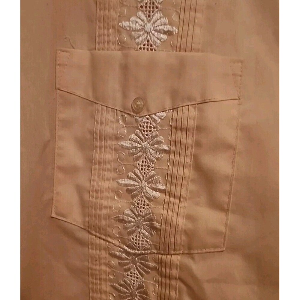 Haband Mens Button Up Shirt Yellow Embroidered Large - Picture 7 of 12